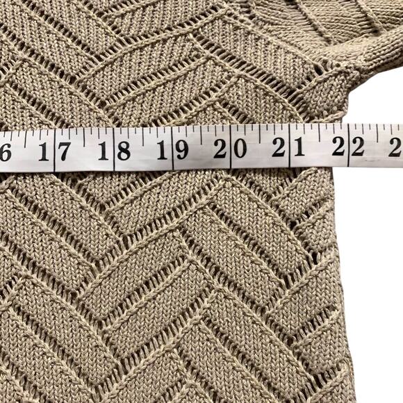 Soft Surroundings Sweater Women's Size X-Large Gold Metallic Collared Open Knit - Picture 7 of 8